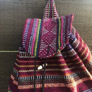 NWOT Artesanias Mr Pinzon Backpack Bag Hobo Boho Red Pink Orange